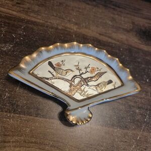 Dynasty Gallery Original Chokin Collection Japanese Fan Shaped Tray 24K Gold